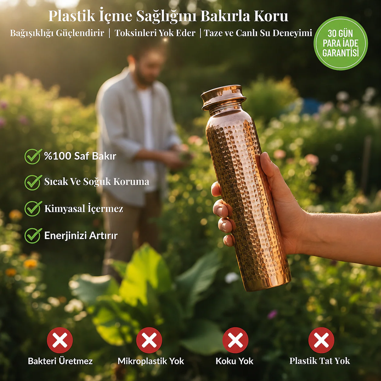Kalaylı Bakır Matara (700ml)